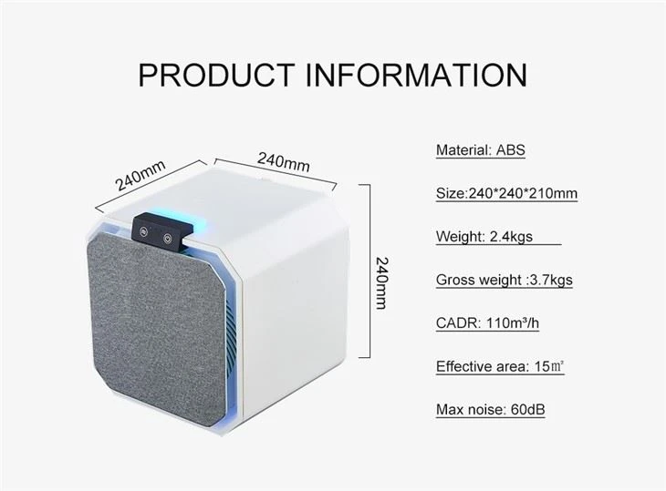 Desktop Home Air Purifier With Lonizer